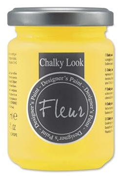 FLEUR DESIGNER'S PAINT | Pittura ad Acqua, Effetto Gesso Naturale, Extra Opaca, Fleur Chalky F39, Colore Primary Yellow, Made in Italy, Formato da 130 ml