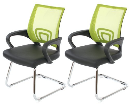 Mendler Lot de 2 chaises de conférence/Chaise visiteurs Ancona, Simili-Cuir - Vert