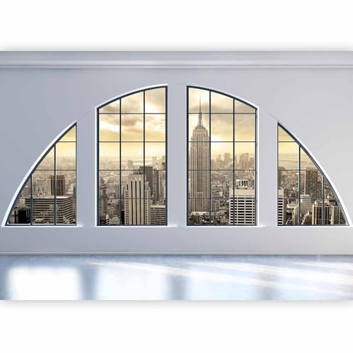 murando - Vlies Fototapete 300x210 cm - Foto Tapete Schlafzimmer Wohnzimmer Moderne Vliestapete XXL Wandtapete Motivtapeten Bildtapete 3d Effekt Wand Dekoration - Fenster Stadt c-C-0002-a-a