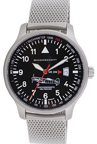 Messerschmitt Fliegeruhr Sondermodel Geschwindigkeitsrekord ME-209M Ronda Swiss Movement 5ATM mit Milanaise Armband