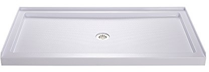 DreamLine SlimLine 32 in. D x 60 in. W x 2 3/4 in. H Center Drain Single Threshold Shower Base in White, DLT-1132600