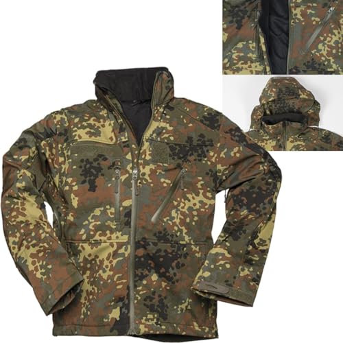 Mil-Tec Softshelljacke SCU 14 für Herren • Taktische Outdoor Funktionsjacke • Atmungsaktive, winddichte & wasserabweisende Übergangsjacke • Ideale Freizeitjacke oder Wanderjacke • Flecktarn, XL