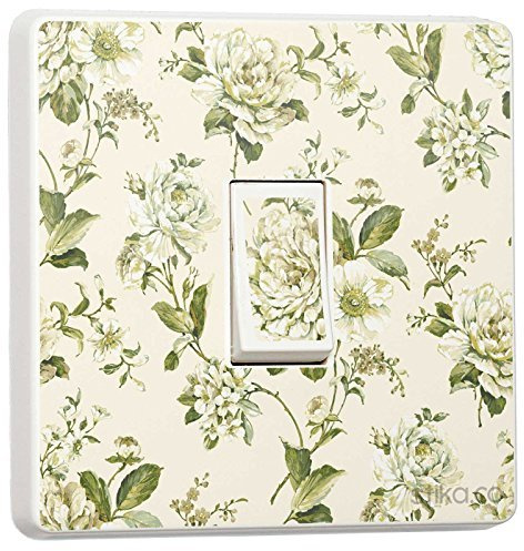 stika.co Set of 2 Bethany Floral Cream Light Switch Stickers - Decorative Vinyl Skin Covers for Home, Bedroom, Nursery, & Office Decor