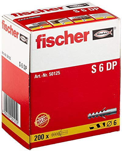 fischer - Cheville nylon à expansion S 6 DP en double conditionnement/Boîte de 200