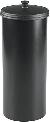 iDesign Freestanding Bathroom Toilet Paper Storage Holder with Lid for 3 Extra Rolls, Matte Black