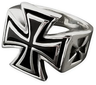 Fly Style Eisernes Kreuz Siegelring aus Edelstahl für Herren - Bundeswehr Herrenring, Ring Grösse:21.0 mm