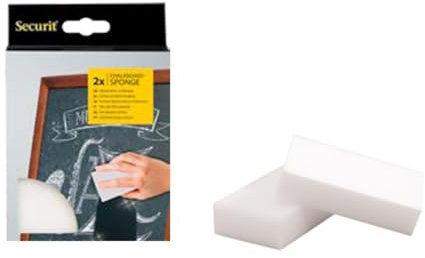 Securit Magic Reinigungsschwämme im 2er Set, aus Melaminschaum, zum Reinigen von Kreidetafeln und non-porösen Oberflächen