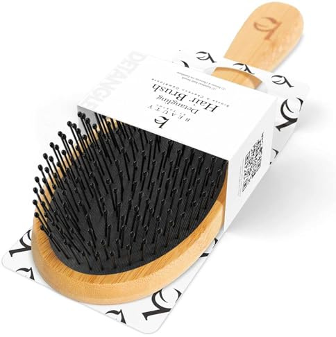 Detangler Bristle Bamboo Hair Brush - For Women, Men, and Kids, Versatile for Wet or Dry Hair, Use With Hair Products