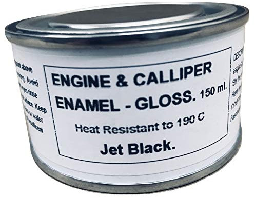 1 x 150ml Jet Black Heat Resistant Gloss Brake Calliper and Engine Block Paint. Caliper Engine Bay