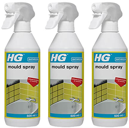 HG Bathroom Mould Spray, from Silicone Seals, Plaster and Tile Grouts, Effectively Removes All Brown and Black Stains, (3 x 500ml Bottles)