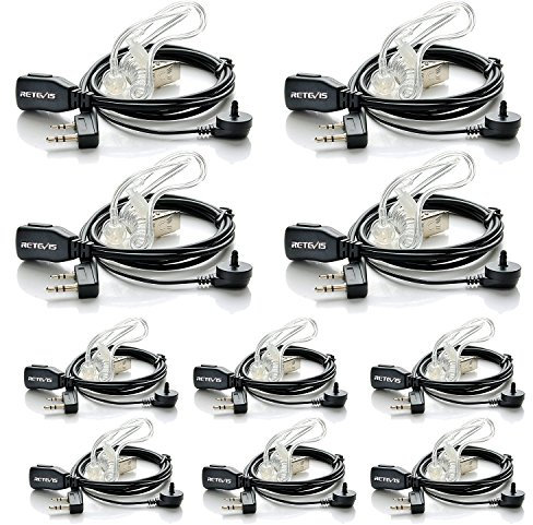 Retevis Funkgerät Headset 2 Pin Schallschlauch Kopfhörer Kompatibel mit JUCJET Walkie Talkie Retevis RT24 RT27 RT668 RT618 RT622 RA685 Baofeng BF-88E BF-888S Tyhbelle BF-88E Kenwood (10 STK)