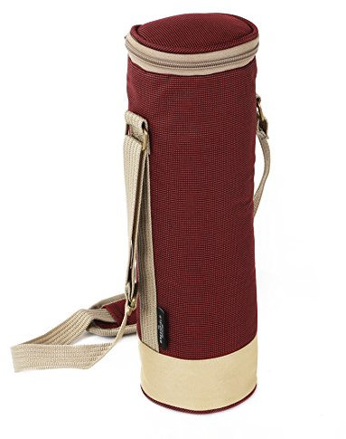 Greenfield Collection Insulated Solo Wine Bottle Cooler Bag for Picnic, Camping and Beach with Adjustable Carry Strap, Mulberry Red