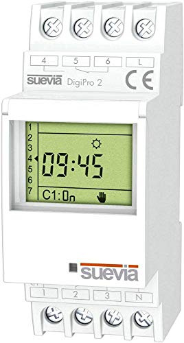 Suevia Zeitschaltuhr für Hutschiene DigiPro 2 2 Wechsler 16 A 250 V/AC Tagesprogramm, Wochenprogramm, Ferienprogramm, I
