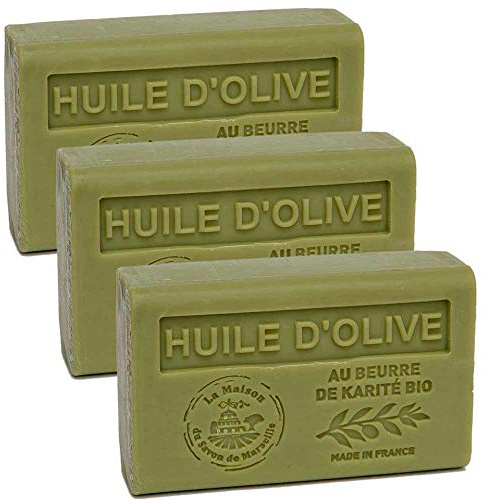 Maison du Savon de Marseille - French Soap made with Organic Shea Butter - 125 gram bars - Olive Oil Fragrance - Set of 3