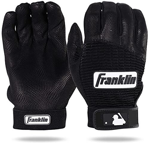 Franklin Sports Adult MLB Pro Classic Batting Gloves, Adult Large, Pair, Black/Black