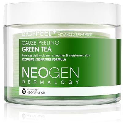 DERMALOGY by NEOGENLAB Bio-Peel Gauze Peeling Pads (Green Tea, 30 pads) – Exfoliating, Soothing & Refreshing Facial Pads with PHA, Green Tea Extract & Centella Asiatica – Korean Skincare K-Beauty