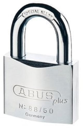 ABUS padlock 8850C 88/50 - High security brass padlock with hardened special steel shackle and Nano Protect coating for high corrosion protection - 2 keys included - 50 mm width