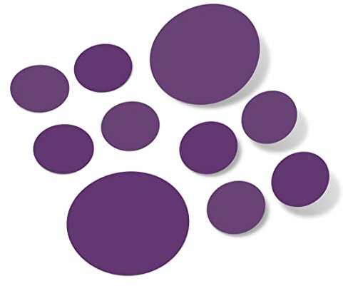 Set of 30 Vinyl Wall Decals - Assorted Polka Dots Stickers - Removable Adhesive Safe on Smooth or Textured Walls Round Circles Bathroom Classroom Kids Room Nursery Decor (Purple)
