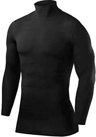 PowerLayer - Maglia termica a compressione, girocollo, a maniche lunghe, da uomo o ragazzo, Ragazzo bambini Uomo unisex, nero
