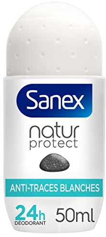 SANEX - Déodorant à Bille Natur Protect Anti-Traces Blanches - Déodorant à la Pierre d'Alun - Efficacité 24 h - Ne Laisse pas de Traces sur les Vêtements - 50ml