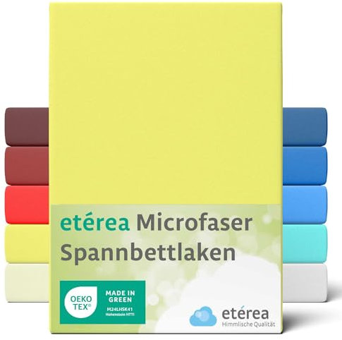 etérea Jersey Spannbettlaken 90x200-100x200 cm Gelb für 15-25 cm Steghöhe 100% Microfaser - Oekotex Bettbezug Matratzen Bezug - Bettlaken 90x200cm - 100x200cm Yellow