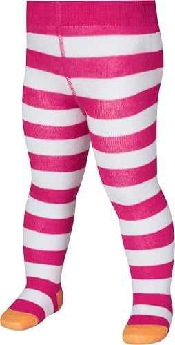 Playshoes Girl's Blockringel Oeko-tex Standard 100 Tights, Pink (Pink/White), 3-4 Years (98/104)