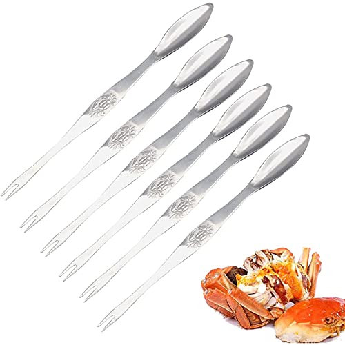 EQLEF Forchette per Frutti di Mare Plettri, granchi e aragoste Picking Tools Confezione da 6 in Acciaio Inossidabile