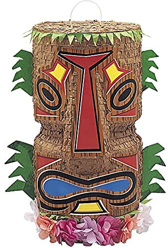 Multicolor Tiki 3D Pinata (45cm x 22cm) 1 Piece - Party Fun Accessory, Ideal for Tropical-Themed Fiesta Decoration