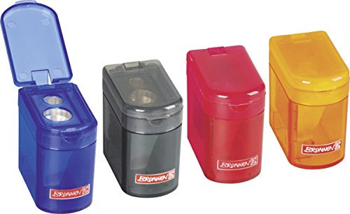 Brunnen 1029838 Dosenspitzer Klicki, 4 x 2,5 x 3,7 cm, mit Staubverschluss, Doppelspitzer, 4 Farben)