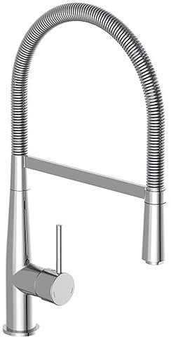Schütte New York Spiralfeder Küchenarmatur mit Brause, 360 Grad schwenkbarer Wasserhahn Küche, Armatur mit ausziehbarer Geschirrbrause, Chrom, 47,5 cm