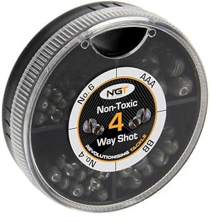 NGT 4 Way Dispenser - Non Toxic Fishing Split Shot - AAA, BB, 4,6