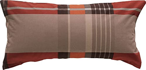 Erwin Müller Zusatz-Kissenbezug, Kissenhülle Flanell Karo Terra Größe 40x80 cm - pflegeleicht, bügelleicht, 100% Baumwolle, mit Reißverschluss (weitere Größen)