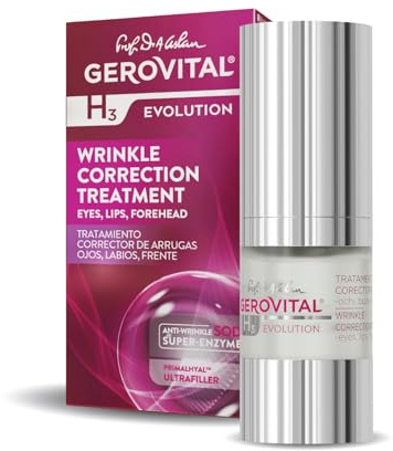 Gerovital H3 Evolution Anti-Falten Serum für Augen, Lippen & Stirn mit Hyaluronsäure – Feuchtigkeitsspendende Pflege für Mimikfalten, 15 ml