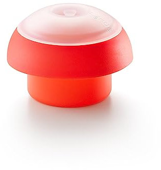 Lékué Molde Cocedor de huevos para microondas y baño maría, silicona platino Rojo, cilíndrico