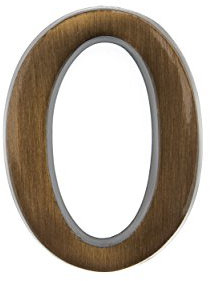 HUBER numero civico 0 in ottone 10 cm I numeri civici per casa e porta I numero civico 3D I targhette con numero civico in nobile ottone antico 3D design