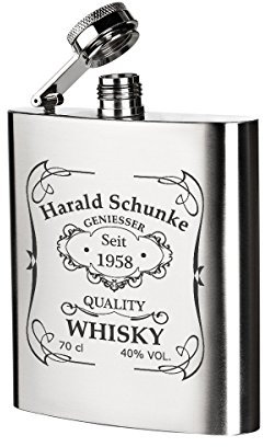 polar-effekt Edelstahl Flachmann mit Gravur - Schnapsflasche 200 ml - Geschenk-Idee zum Geburtstag oder Vatertag - Motiv Quality Whiskey