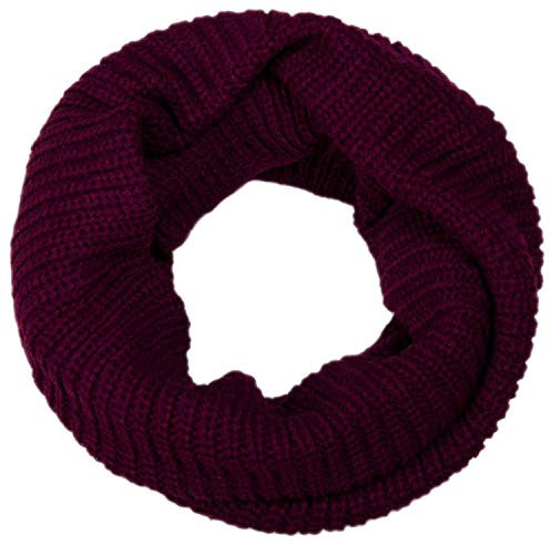styleBREAKER Unisex Feinstrick Loop Schal einfarbig | Weicher elastischer Winter Schlauchschal in Feinripp Optik | Warmer Strick Loop für Damen und Herren, Farbe:Bordeaux-Violett