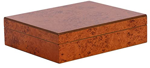 Humidor Supreme Traveler Humidor, 20 Cigar Capacity, Premium Kiln-Dried Spanish Cedar Interior, Round Humidifier Included, Burl