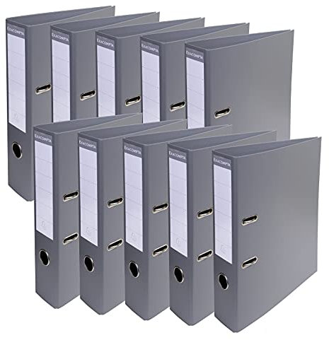 Exacompta 53754E 10er Pack Premium PVC-Ordner Prem´Touch. 7 cm breit DIN A4 Ringordner Aktenordner Briefordner Büroordner Plastikordner Schlitzordner dunkelgrau