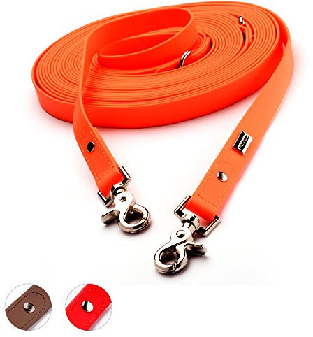 PetTec Hundeleine, Schleppleine & Führleine *10m* bis 80kg, verstellbare Trainingsleine/Ausbildungsleine/Trekkingleine für Hunde aus TRIOFLEX (ähnl. Biothane), wasserabweisend & robust, Dog Leash