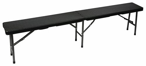 Perel Klappbank, klappbar, wetterfest, Tragegriff, Rattan-Optik, maximal 400 kg, Schwarz