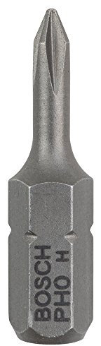 Bosch Professional Bit Extra-Hart für Phillips-Kreuzschlitzschrauben (PH0, Länge: 25 mm, 3 Stück), Grau
