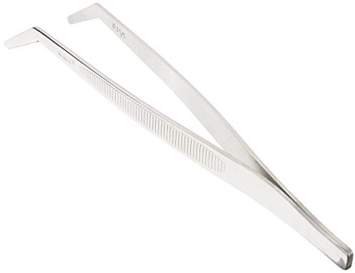 Mercer Culinary 18-8 Stainless Steel Chef Plating Tongs, Curved Tip, 6-1/8 Inch