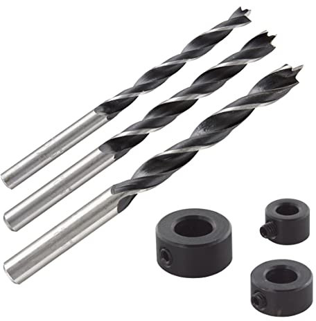 wolfcraft Holzspiralbohrer-Set mit Tiefenstopp, 6-tlg. I 2730000 I Set zum tiefenbegrenzten Bohren bei Holzverbindungen, 10mm