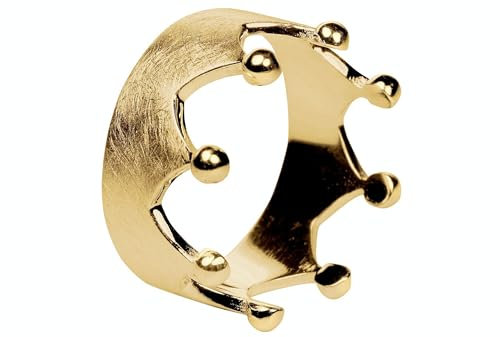 SILBERMOOS XL XXL Ringe in großen Größen Damen Ring Krone Kronenring gebürstet vergoldet Größe 64, 66, 68, 70, Sterling Silber 925, Größe:70