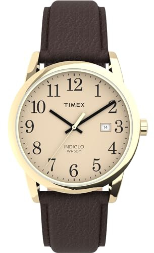 Timex Men's TW2P75800 Easy Reader 38mm Brown/Gold-Tone/Cream Leather Strap Watch