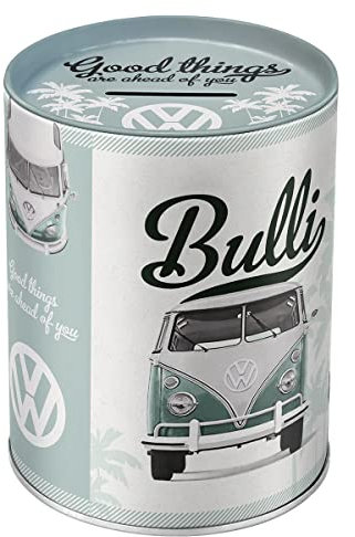 Nostalgic-Art Salvadanai retrò, Volkswagen – Good Things – Idea Regalo per i Bus VW, Salvadanaio in Metallo, Scatola dei Soldi lamiera, 1 l