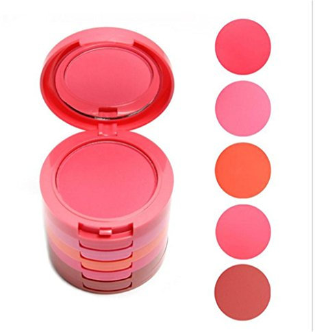 FantasyDay 5 Farben Wasserfestes Rouge Puder Xmas Gesicht Make-up Langanhaltende Aufhellendes Blush Palette mit Kosmetik Pinsel - Multi-use Blush für Einen Frischen Alltags-Teint für Jeden Hautton