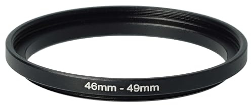 vhbw anello adattatore step-up da 46 mm a 49 mm compatibile con obiettivo fotocamera - Adattatore filtro, metallo, nero