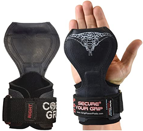 Cobra Grips PRO Best Weight Lifting Gloves, Heavy Duty Straps, Alternative to Power Lifting Hooks, Power Lifting, For Deadlifts With Built in Adjustable Neoprene Padded Wrist Wrap Support.